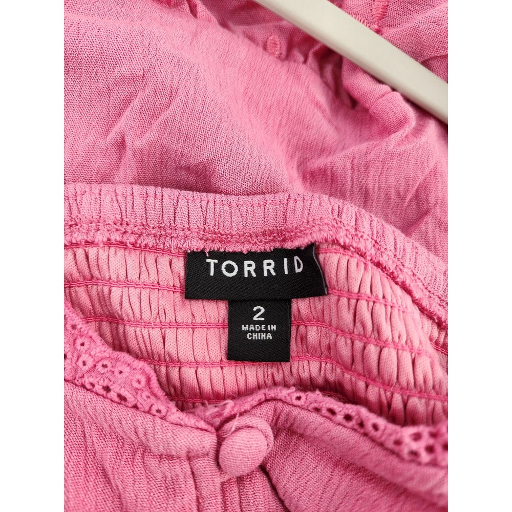 Torrid Pink Eyelet Ruffle Babydoll Peplum Tank Top Size 2 - Picture 3 of 8